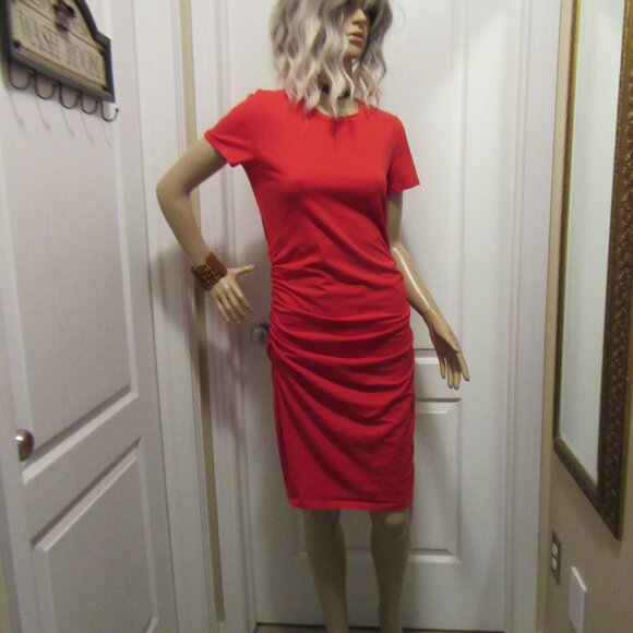 Red Short Sleeve Tshirt Dress - Picture 7 of 11